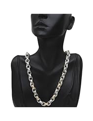 Stunning 16" 2-Tone Gold & Silver Color Link Chain Necklace With Cubic Zirconia