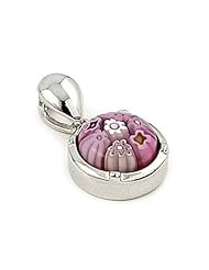 10mm Pink Millefiori Murano Glass Round Sterling Silver Pendant By Alan K