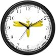 Yellow Dragonfly or Dragon Fly - JP Wall Clock by WatchBuddy Timepieces (Black Frame)