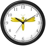 Yellow Dragonfly or Dragon Fly - JP Wall Clock by WatchBuddy Timepieces (Slate Blue Frame)