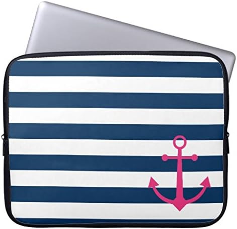 Eratio Blue White Striped Anchor Laptop Sleeve 13 Inch Macbook Air Case Macbook Pro Sleeve and 13 Inch Laptop Bag