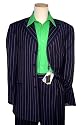 Steve Harvey Navy Blue/Green Pinstripes Super 120's Wool Wideleg Suit By Zanetti