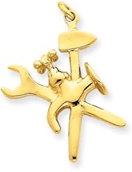 14k Yellow Gold 3-D Plumbers Tools Charm