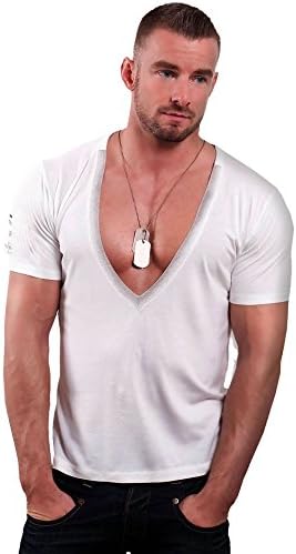 Dog Tag Deep V-Neck, weiss, Small