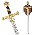 King Solomon Sword w/ Star of David, Gold Guard w/ Display Plaque