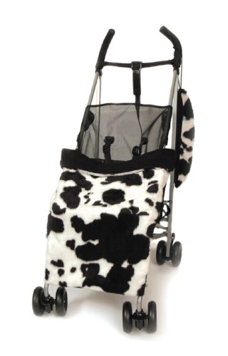 Stay-put Buggy Blanket - Reversible Black Cow Faux Fur / Black Picture