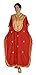 Treasures Of Morocco Moroccan Women One Size Caftan Hand Made Breathable Cotton with Gold Hand Embroidery Long Length Red