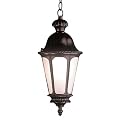 Frosted Glass 3 Light Hanging Lantern - Black