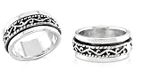 Oxidized Celtic Spinner Ring Band Sterling Silver