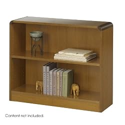 Safco WorkSpace Reinforced Two Shelf Radius-Edge Bookcase in Medium Oak