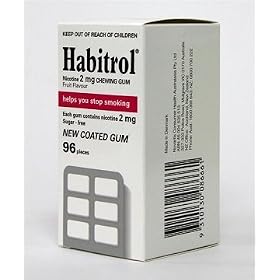 Habitrol Nicotine Quit Smoking Gum, 2mg, Fruit flavor coated gum. 96 pieces per box