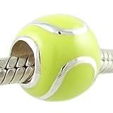 Authentic Biagi Sterling Silver and Enamel Tennis Ball Charm for European Bead Bracelet