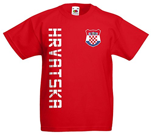 Kroatien Hrvatska Kinder EM 2016 T-Shirt Trikot Name Nummer (Rot, 128)
