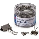 Officemate Silver Binder Clips, Assorted Sizes, 30/Tub (31021)