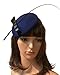 Womens Ladies Bow Feather Felt Wool Fascinator Pillbox Tilt Cocktail Hat A144 (Blue)