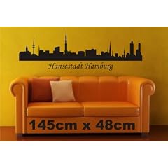 Wandtattoo Skyline von Hamburg Motiv122/E Gr��e ca. 145cmx48cm