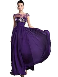 A-line Lace Illusion Floor Length Natural   Waistline Bateau Neck Sweetheart Chiffon Prom Dress 