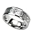 Tungsten Carbide Flat Comfort Fit Men Celtic Dragon Black Inlay 8mm Wedding Ring Band