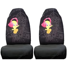Pink Red Tweety Bird Hearts Car Truck SUV Seat Cover Pair