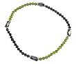 Anklet - A85 - Stretch - Swarovski (tm) Crystal and Fire Polished Glass Beads ~ Jet & Olivine (Black and Olive Green)
