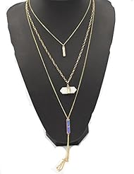 Jewelry: SunIfSnow Women Long Paragraph Three Layer Tassel Small Rectangle Cystal Bosnian Necklace - SunIfSnow