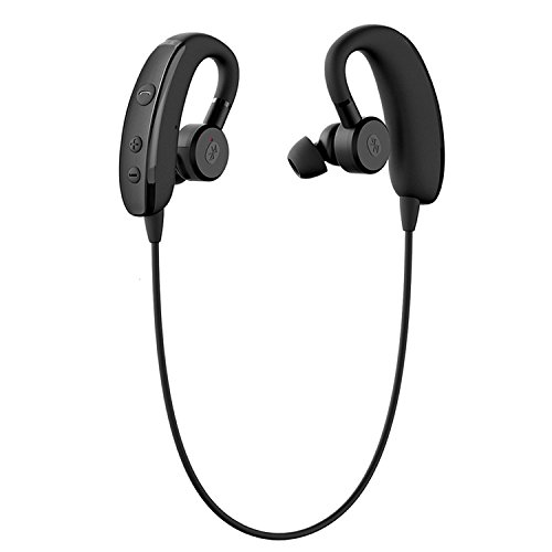 Bluetooth Sport Headphones, Otium® Wireless Bluetooth V4.1 Earbuds - IPX4 Sweatproof - Adjustable Earbuds - Retractable TPU Earhook - Stereo Bass Earphones with Microphone (Black)