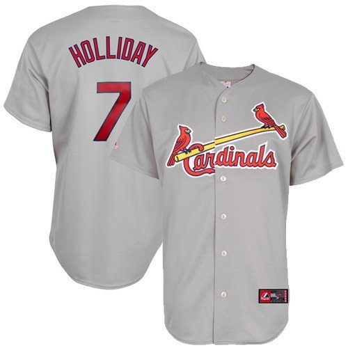 MLB Men's St.Louis Cardinals Matt Holliday Road Gray Short Sleeve 6 Button Synthetic Replica Baseball Jersey Spring 2012  (Road Gray, X-Large)