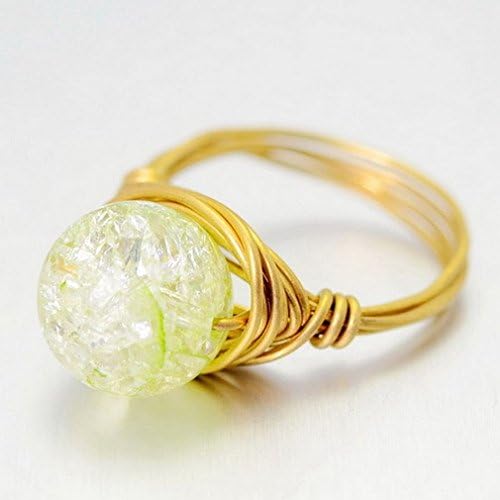 Jewelryfinds Gravel Natural Color Light Yellow Lemon Jelly Crystal Ring