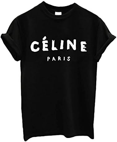 CELINE PARIS Unisex Black T Shirt Top Rihanna Swag Comme Des Fuckdown Geek (Medium, Black)