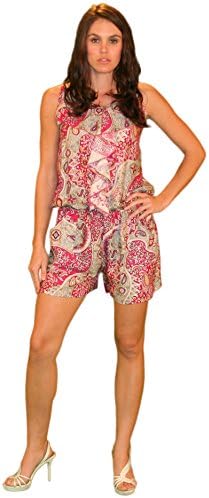 VenJoin 100% Rayon Halter Top Shorts Jumpsuit M/L Fuxia