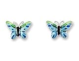 Tropical Butterfly Enameled Sterling Silver Post Earrings