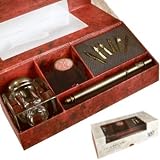 Calligraphy Set with bronze pen, ink well, 60 ml Bordeaux ink and 6 nibs