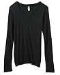 Ladies' 4 oz. Andrea Sheer Rib Longer-Length V-Neck Long-Sleeve T-Shirt