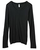 Ladies' 4 oz. Andrea Sheer Rib Longer-Length V-Neck Long-Sleeve T-Shirt