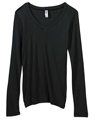 Ladies' 4 oz. Andrea Sheer Rib Longer-Length V-Neck Long-Sleeve T-Shirt