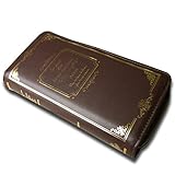 アンティーク洋書モチーフのフェイクレザーファスナー長財布 ＢＲ