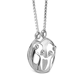 Loving Family&reg Small Sterling Silver Pendant with Extender - 2 Parent/4 Child
