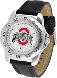 Ohio State Buckeyes Suntime Mens Sports Watch w/ Leather Band - NCAA College Athletics