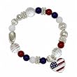 Red White and Blue Bead with USA Charm Stretch Bracelet