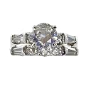Sterling Silver Cubic-Zirconia 2-Stack Ring - Sizes 7 - 9