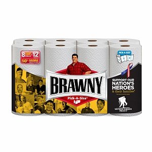 Brawny Paper Towels, White, 8 Giant Rolls