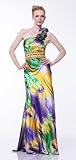4008 ONE SHOULDER PRINT SATIN GOWN EVENING DRESS