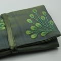 Silk Jewellery Roll, Fairtrade, Golden Green Silk with Embroidery