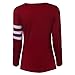 WILLTOO 2015 Womens Long Sleeve Round Neck Splice Shirt Blouse Tops (US Size:4, Red)