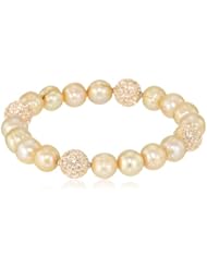Honora "Pop Star" Champagne Freshwater Cultured Pearl and Crystal 7.5" Stretch Bracelet