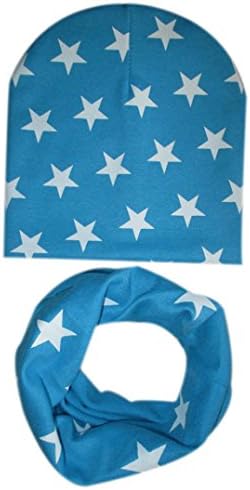 Datework Baby Star Cotton Scarf Hat Set (Sky Blue)