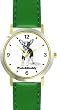 Chihuahua (SC) Dog - WATCHBUDDY&reg; CLASSIC DELUXE TWO-TONE THEME WATCH - Arabic Numbers-Green Leather Strap-Children's Size-Small ( Boy's Size & Girl's Size )
