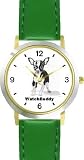 Chihuahua (SC) Dog - WATCHBUDDY&reg; CLASSIC DELUXE TWO-TONE THEME WATCH - Arabic Numbers-Green Leather Strap-Children's Size-Small ( Boy's Size & Girl's Size )