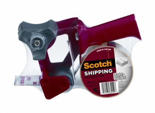 Scotch Lightweight Shipping Packaging Tape, 1.88 Inches x 54.6 Yards, with 1 SB200 Dispenser, 1 Roll (3350-PD)