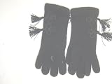 G1014, Black Angora Gloves Trimmed with Fancy Black Tassles for Women and Teens.